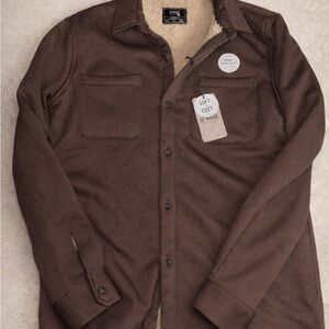 No Mad Men’s Sherpa Lined Button-Up Jacket – Brown – Size Small – NWT